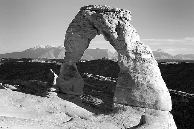 This is Delicate Arch rendered with a simulated red filter.