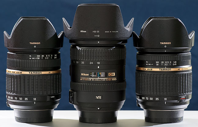 The AF-S Nikkor 18-200mm f/3.5-5.6 sits between Tamron's 18-200mm f/3.5-6.3 and the Tamron 18-250mm f3.5-6.3.