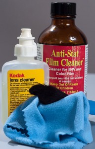 Some items I seldom use and don't recommend: film  cleaner, lens cleaning fluid, anti-static brush, and cleaning cloth. These items are almost always outclassed by some canned air and my shirt tail.