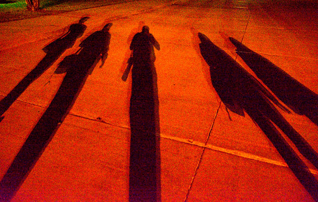 Finally, on our way back to the classroom, in almost total darkness, we made this image of our shadows.