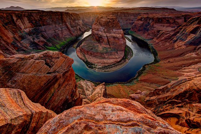 This is an April 2015 sunset shot of Horseshoe Bend near Page, Arizona.