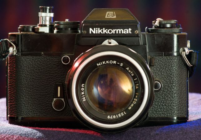 My all-metal, tough-as-nails Nikkormat EL sits in my studio. It is heavy, blocky, and reliable.