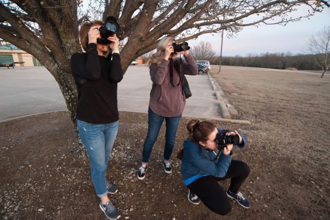 My crew takes time to set up under a pear tree. It yielded the best photographic fruits.