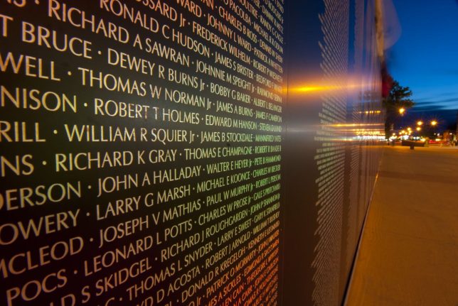 This is the Vietnam Veterans travelling wall, which visited Ada a few years ago. The D200s 10.2 megapixel sensor has enough resolution to give an image like this excellent sharpness and clarity.