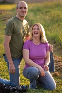 Matthew and Michelle pose in evening light near the north pasture.