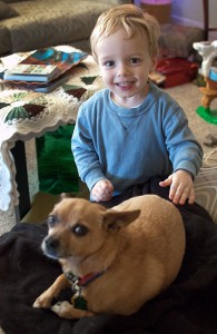 Our grandson Paul Thomas Reeves is no longer a baby, but a beautiful little boy. He is shown here at Thanksgiving, proudly petting Max the Chihuahua.