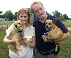 Abby and I posed with our Chihuahuas, Sierra and Max, in the front yard for Scott's GoPro cameras.