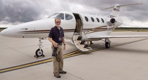 City of Ada Public Relations Director Lisa Bratcher made this image of me with the Beechcraft Premier 1 on the tarmac at Ada Municipal Airport today.