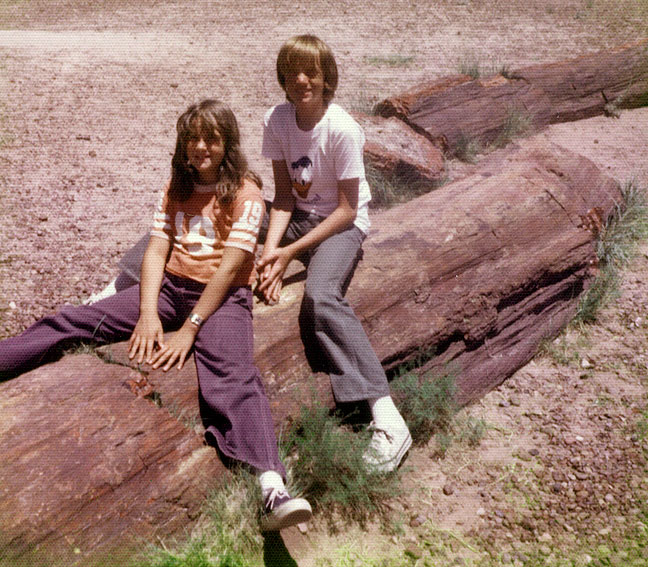 This was the result of one of those rough family moments: Dad wanted us to pose on this stump at Petrified Forest National Park, but I thought it made us look stupid. He ended up yelling at me, so I complied.