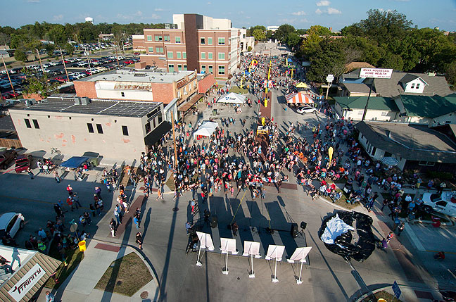 Some weeks seem to follow themes, and this one, so far anyway, is all about getting up high on stuff, as in this view of Main Street in Ada during last night's Block Party for Blake Shelton, shot from atop an electric company's bucket truck.