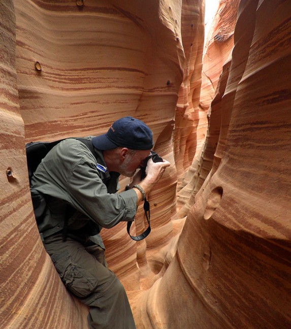 A nice couple, Martha and Gray from San Francisco, made this image of me in Zebra Slot Canyon in the Grand Staircase/Escalante National Monument this week, It was one of my top tier items to photograph, and was everything I hoped.