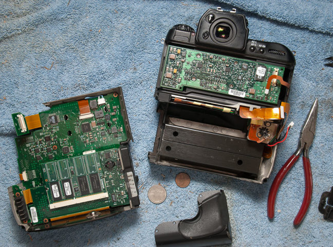 This is my partially-dissembled Kodak DCS760. It was fascinating and therapeutic to tear it apart.