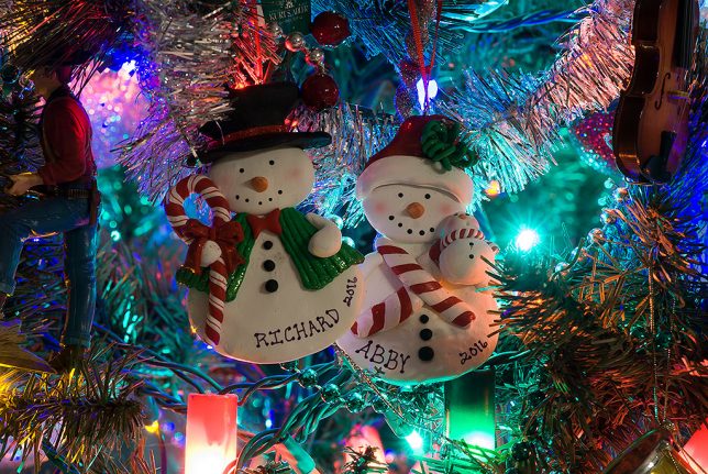Tom's mother and aunts gave us these beautiful commemorative ornaments, which I hung on the tree when I got home.