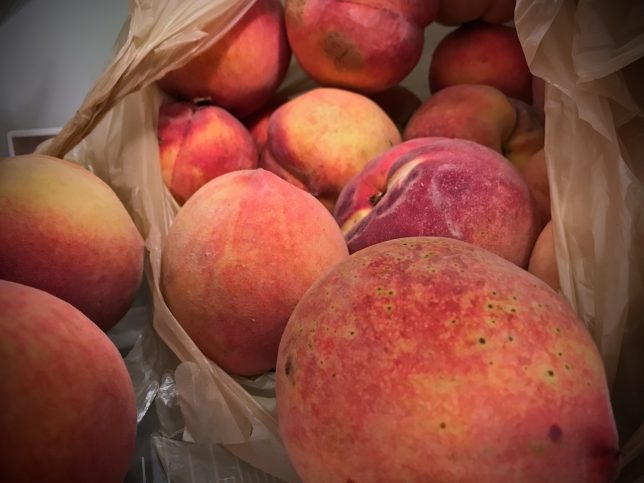 Colorful, ripe, nutritious and delicious, the Sallisaw peaches were for sale today in Stratford at the Peach Festival.