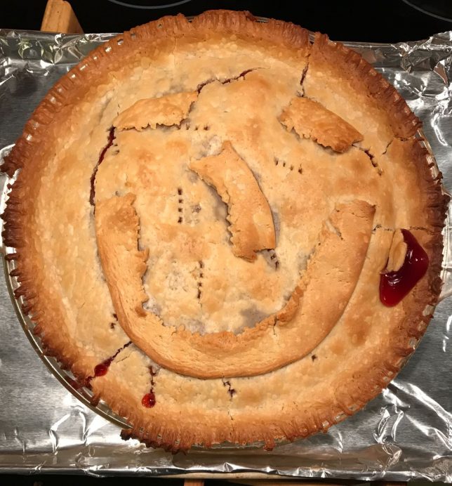 Usually, Abby bakes the pies, but I felt inspired this week. I know the happy face isn't exactly art.