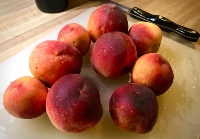 More than once I have entertained the idea of being an orchardist. These are my own peaches, picked just this week.