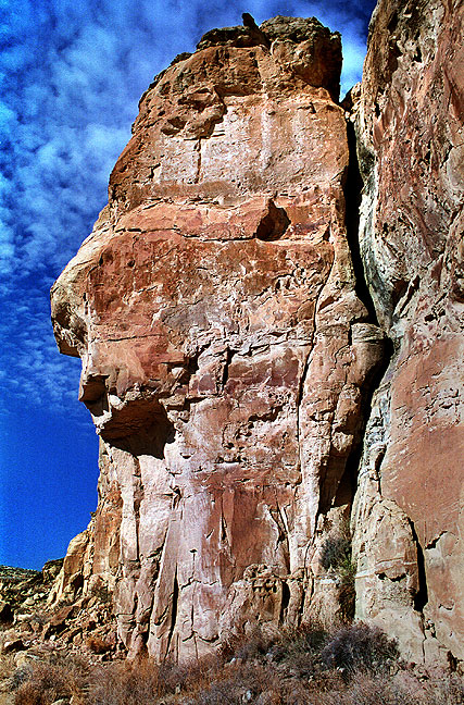 Large Stone and Crack, North Wall of Chaco Canyon