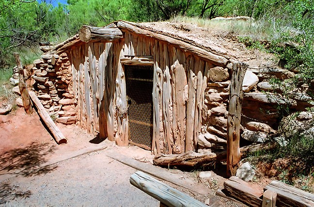 This is a replica of the one-room dugout built by Charles Goodnight in Palo Duro Canyon in the fall of 1876.