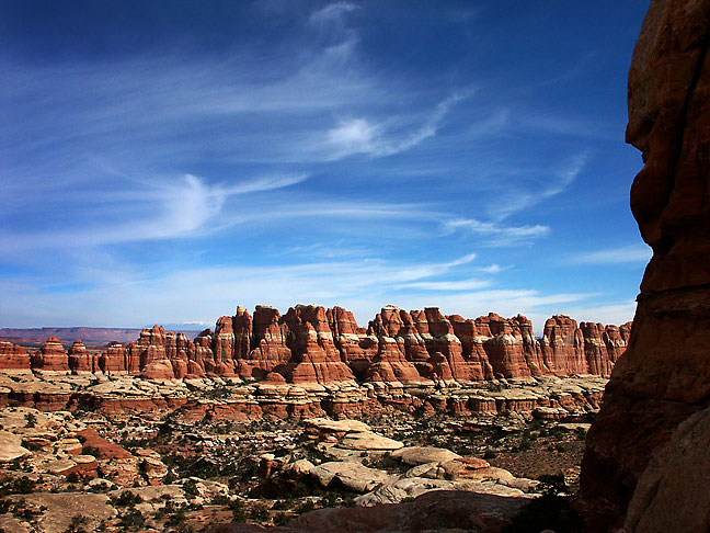 This view looks east from the Chesler Park trail, down on the Needles of Elephant Canyon at Canyonlands.