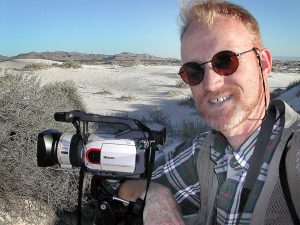Your host makes video of the gypsum dunes at Guadalupe Mountains National Park.