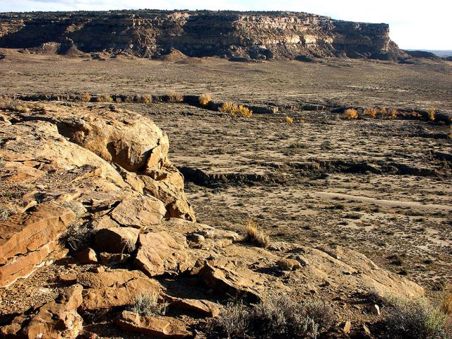 This view shows Chacra Mesa and Gallo Wash from Chaco Canyon Overlook trail.
