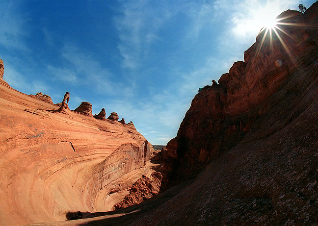 This is a fisheye view from across the canyon from Delicate Arch.