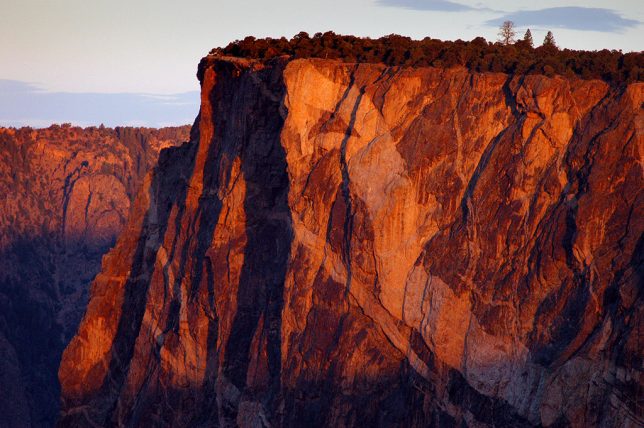 The "serpent" of Serpent Points is very obvious in this view of Black Canyon of the Gunnison at first light.
