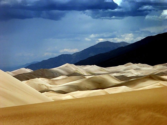 From High Dune, you can see much of the expansive dune field to the north and northwest, as well as the Sangre de Christo Mountains.