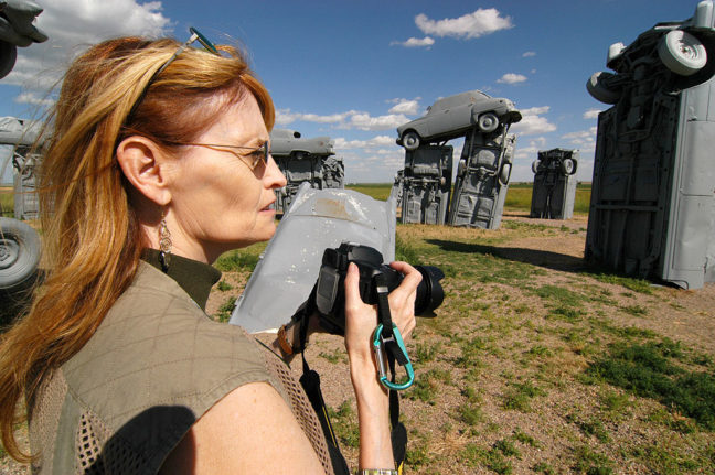 Abby photographs Carhenge in Alliance, Nebraska.