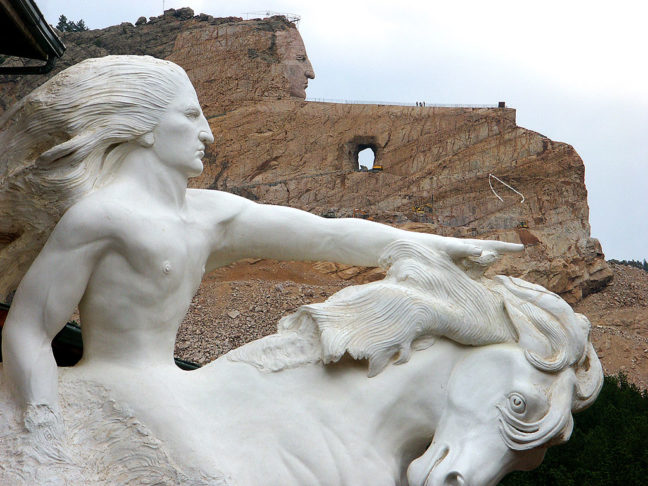 This view of the Crazy Horse Memorial shows how the mountain sculpture is supposed to eventually look.