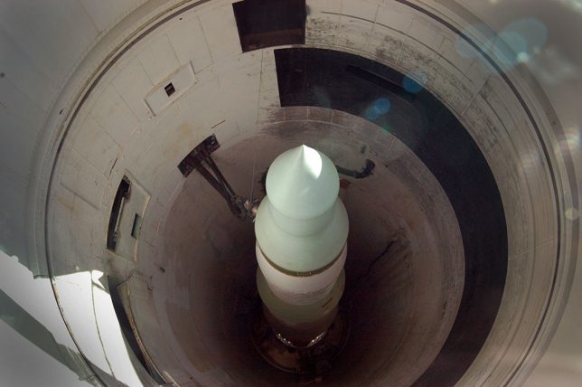 A Minuteman missile sits in its silo at Minuteman Missile National Historic Site.