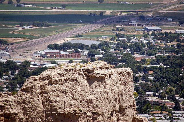 The city of Scottsbluff is visible from Scott's Bluff National Monument.