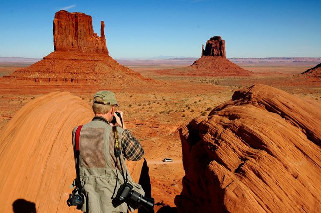 Your host photographs The Mittens, the signature formations at the overlook at Monument Valley.
