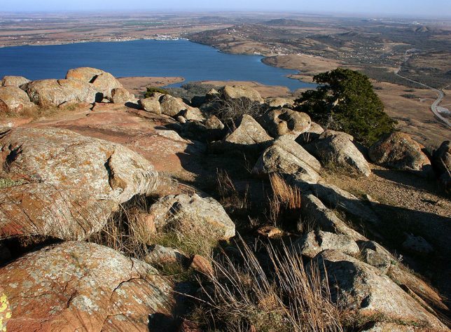 This is a December 2004 view from Mount Scott looking east toward Lake Lawtonka.
