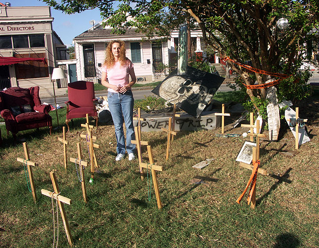 The Marine Corps Colonel who took Nicole to see her home shortly after it was damaged by Hurricane Katrina also took her to see this handmade memorial to landmarks in the Lower Ninth Ward.