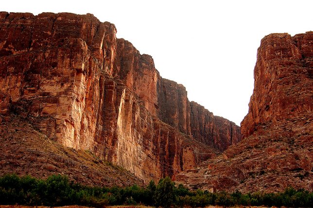 Santa Elena Canyon is a towering river cut created by the Rio Grande River.