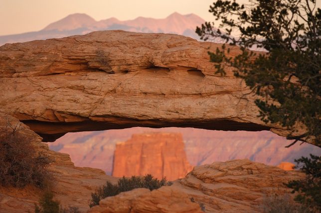 Mesa Arch with the La Sal Mountains in the background, Canyonlands