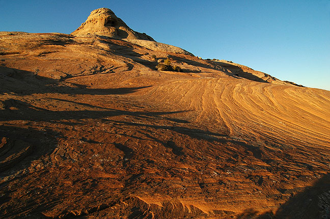 Evening light casts long shadows on this beautiful formation on the Lathrop trail at Canyonlands National Park.