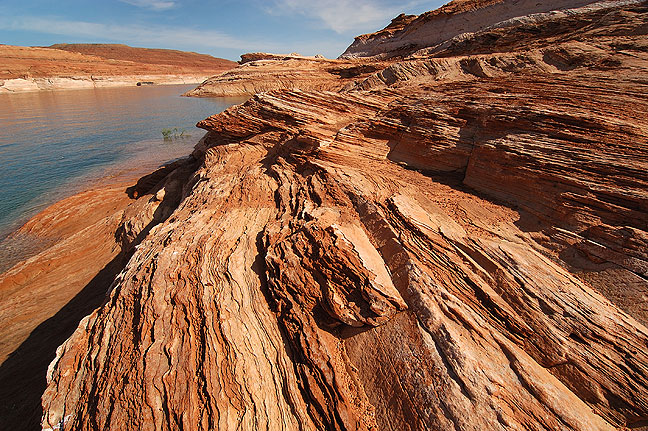 Striations in sandstone at Lake Powell, above the Glen Canyon Dam.
