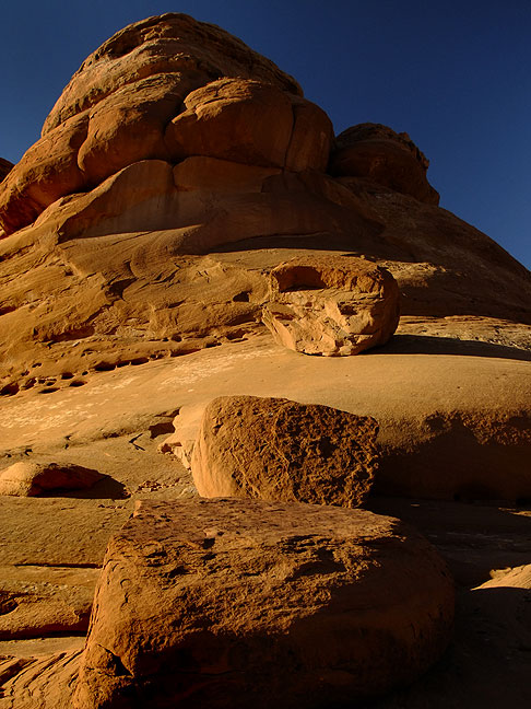 Sandstone pinnacle in warm, late-afternoon sun.