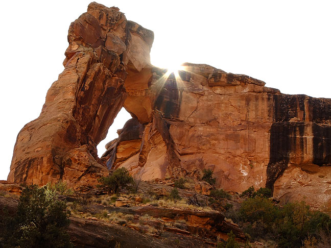 Autumn sunshine and Hunter Arch, Hunter Canyon.