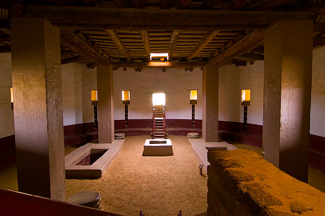 This is the Great Kiva at Aztec Ruins National Monument, New Mexico.