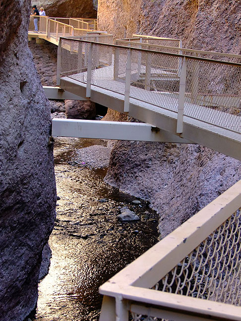 The name "Catwalk" comes from this, a steel catwalk constructed in a long section of narrows on the creek. However, it is not the only catwalk on the hike.
