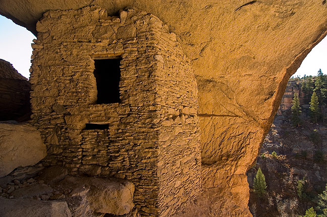 Mogollon masonry in the largest of the dwellings at Gila Cliff Dwellings National Monument, New Mexico.