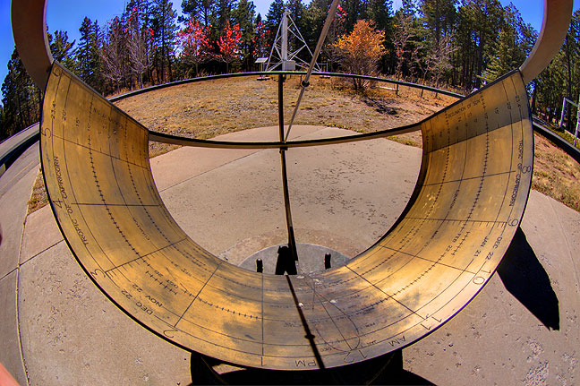 Fisheye view of the sundial at the National Solar Observatory's Sacramento Peak facility in Sunspot, New Mexico.