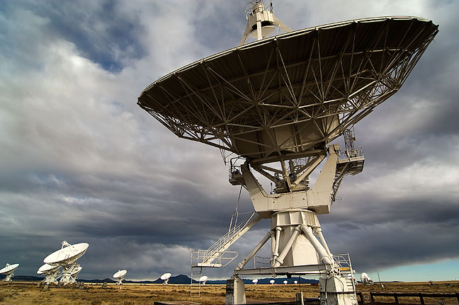 Radio telescope antennas of the Very Large Array, Magdalena, New Mexico. The VLA is part of the National Radio Astronomy Observatory.