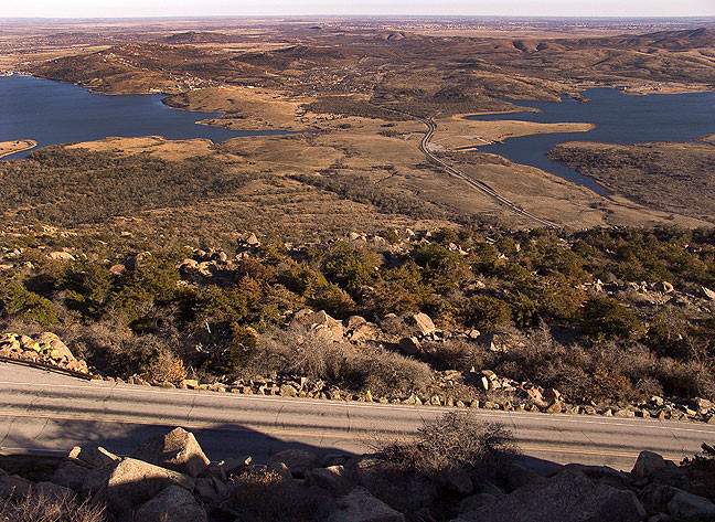 Road and Lake Visible from the Summit, Mount Scott