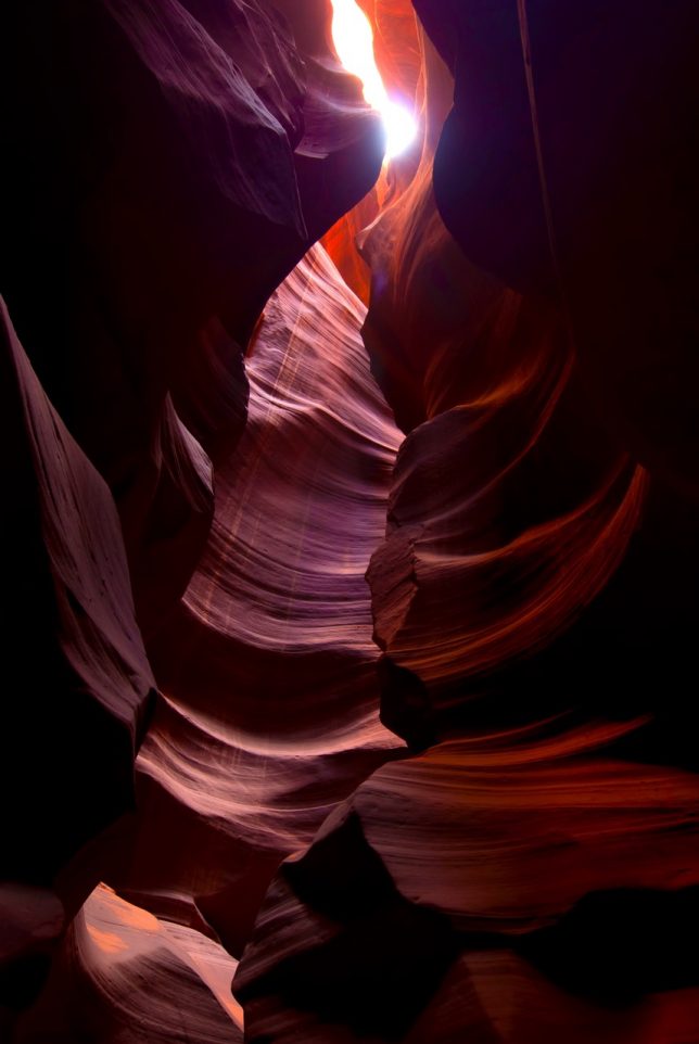 This vertical of Antelope Canyon gives an impression of the depth of the feature.