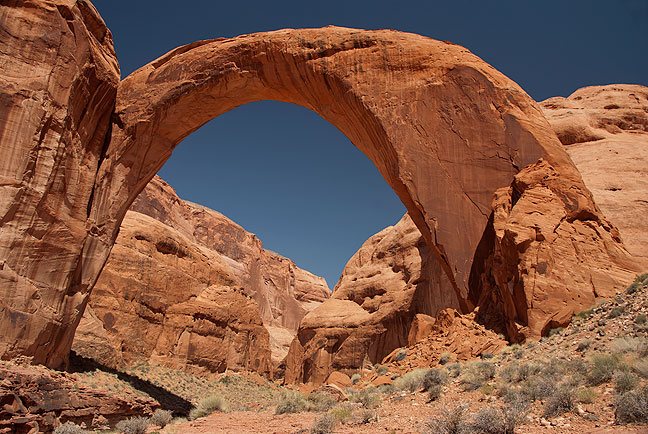 Rainbow Bridge stands in full sun in this view from the south side.