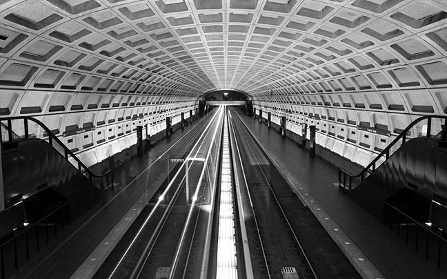 This is one of my images of Washington, D. C.'s Metro subway (the Georgetown station) from 1985. Compare it to...